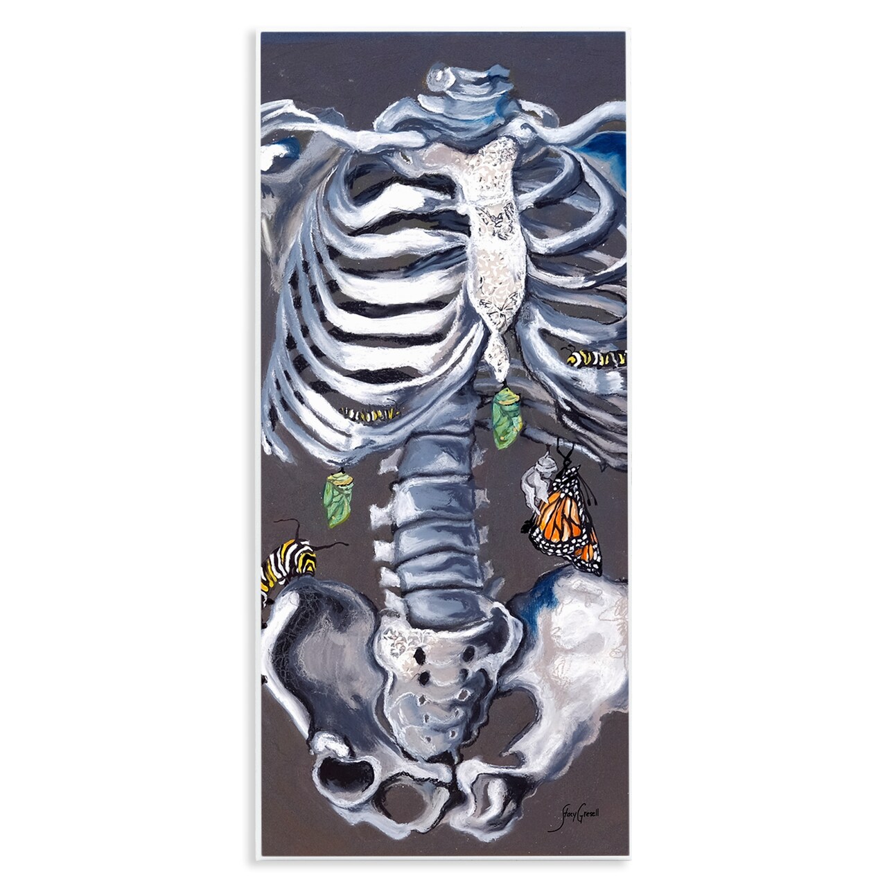 Spooky Skeleton Crawling Insects Bugs Detailed Painting Wall Plaque Art